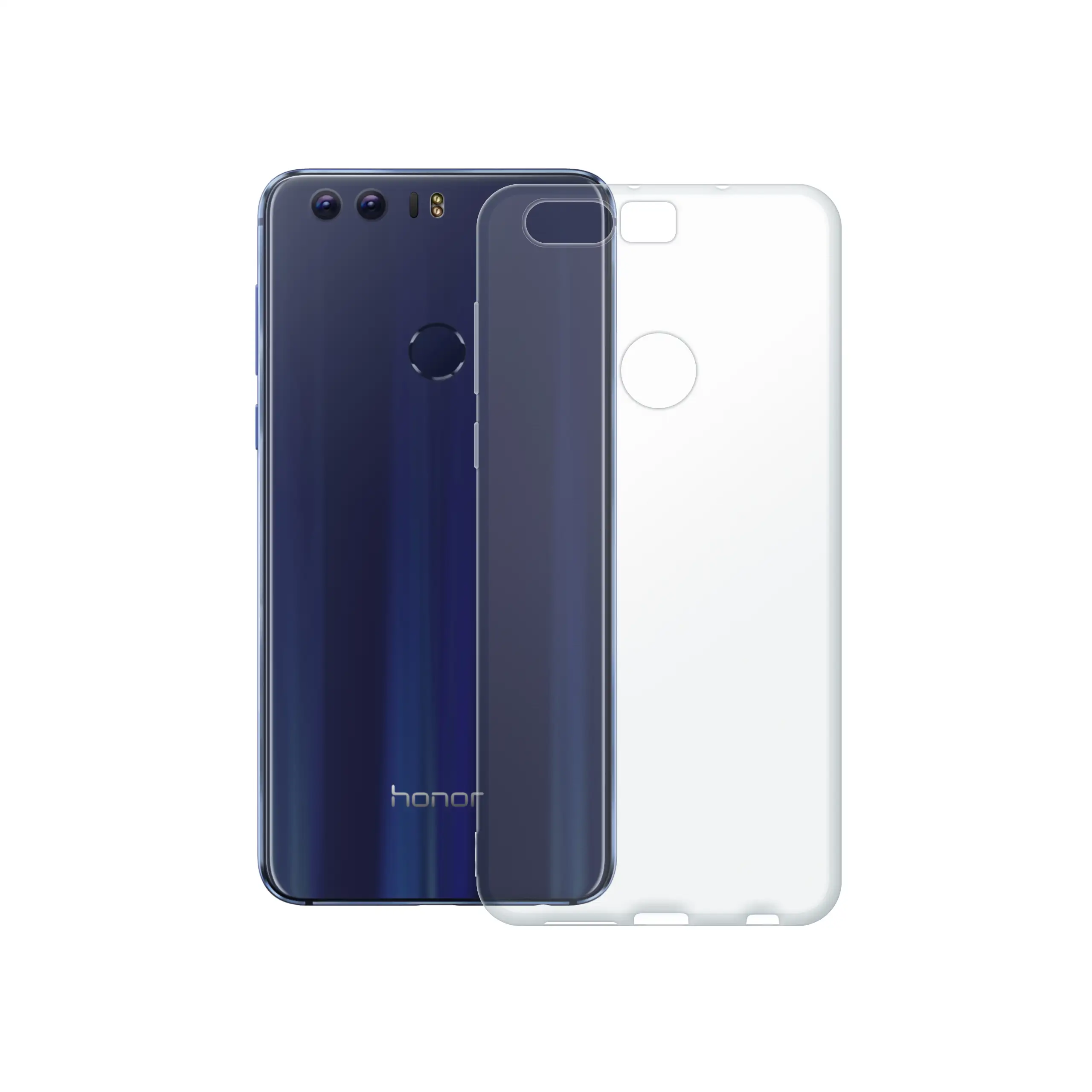 Etui silikonowe przezroczyste Polski Banan obok telefonu Honor 8